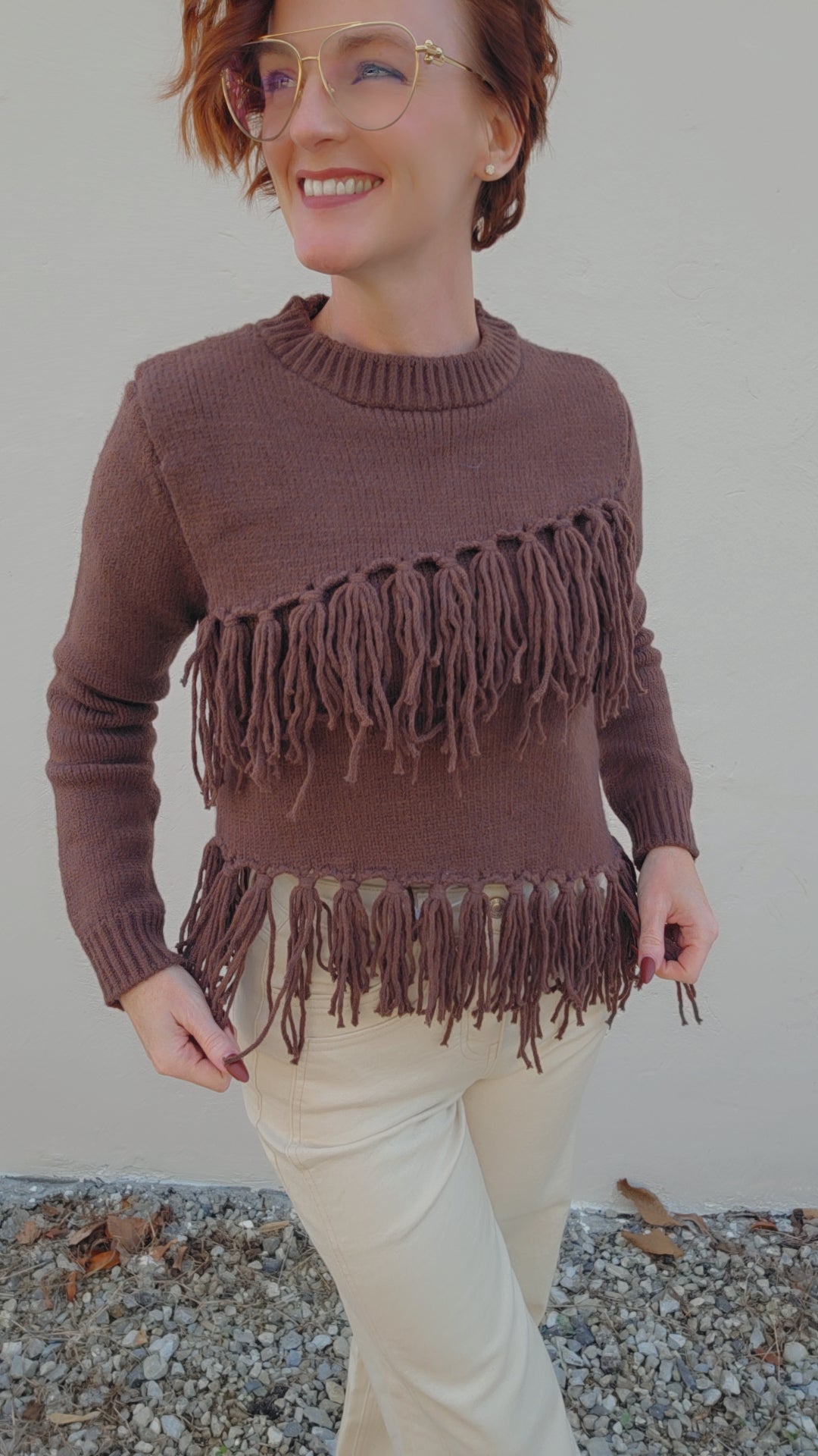 Chocolate Fringe Sweater