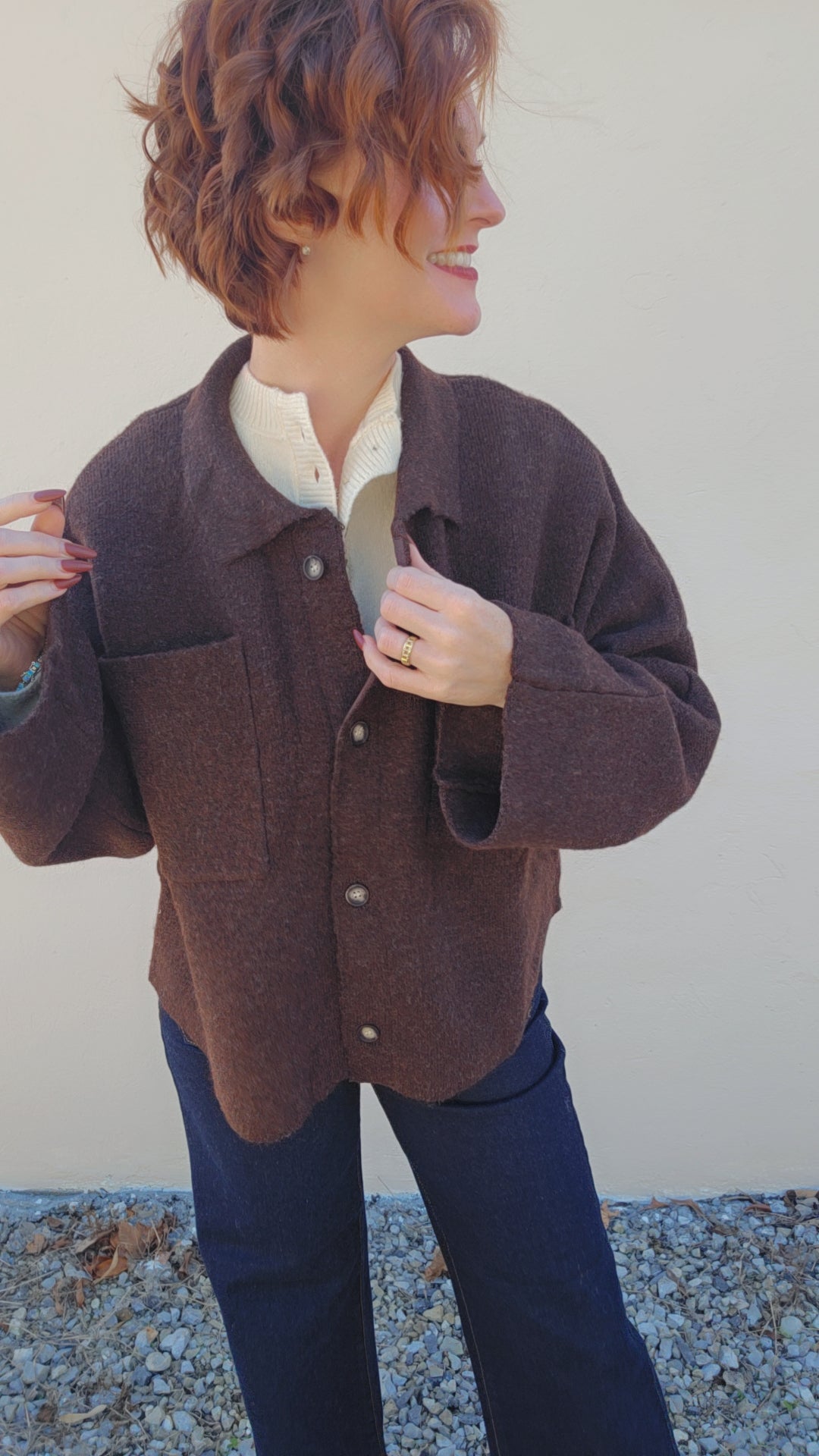 High Collar Knit Cardigan