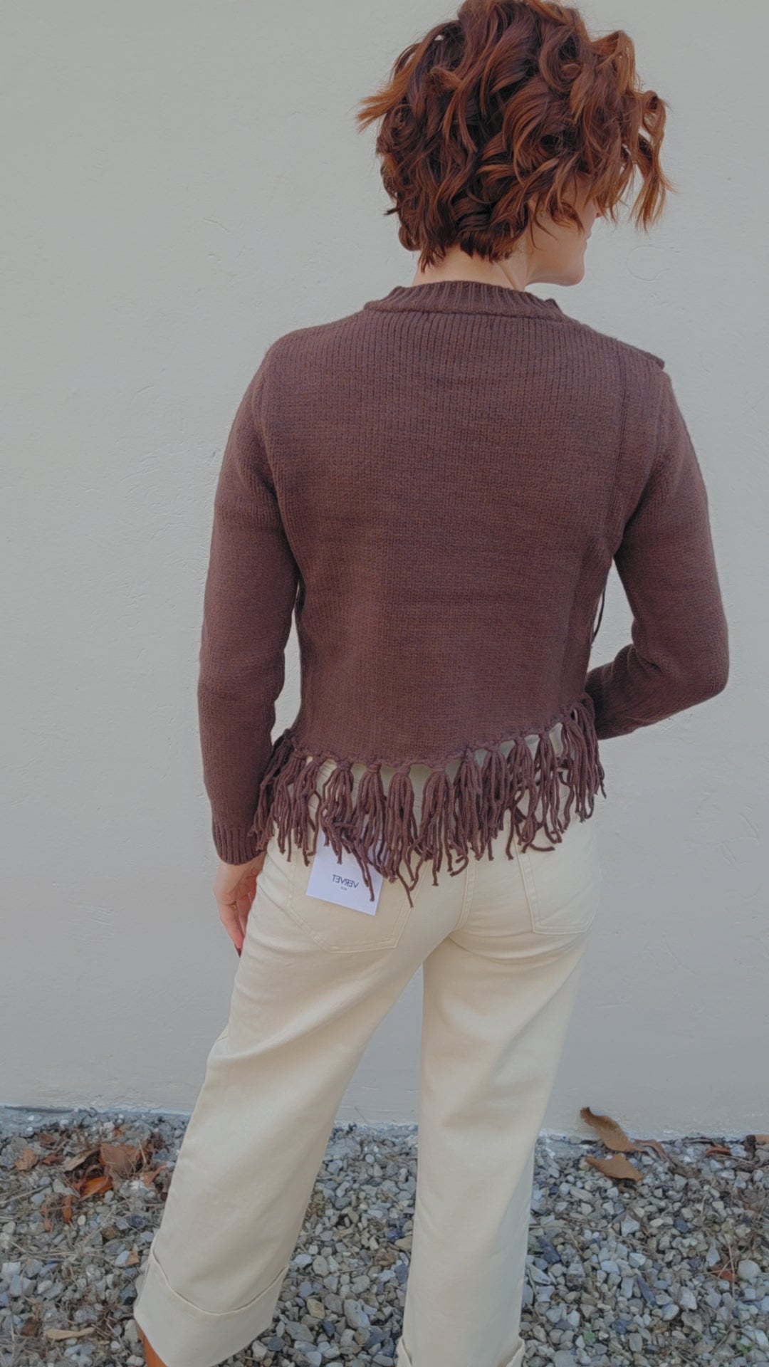 Chocolate Fringe Sweater