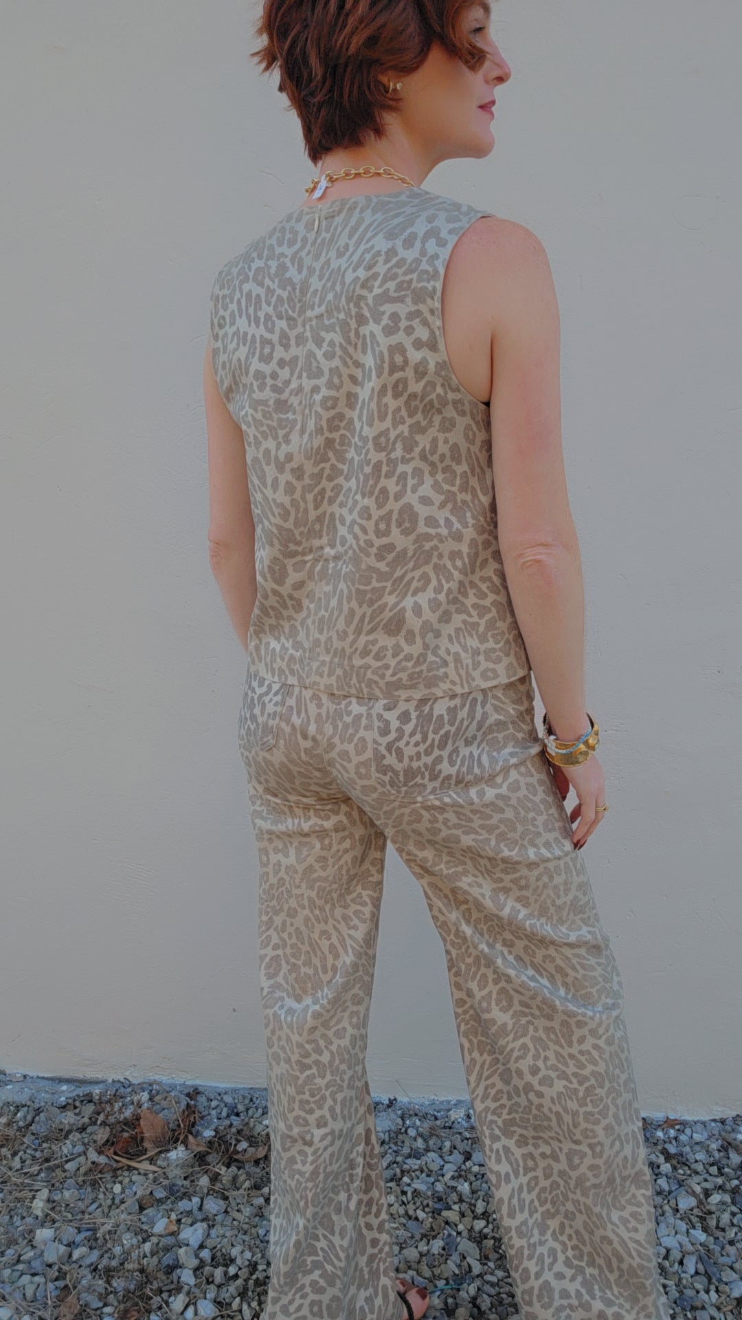 Champagne Shimmer Leopard Sleeveless Top