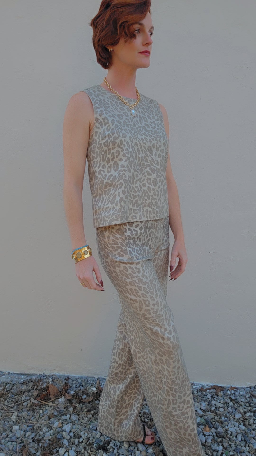Champagne Shimmer Leopard Sleeveless Top