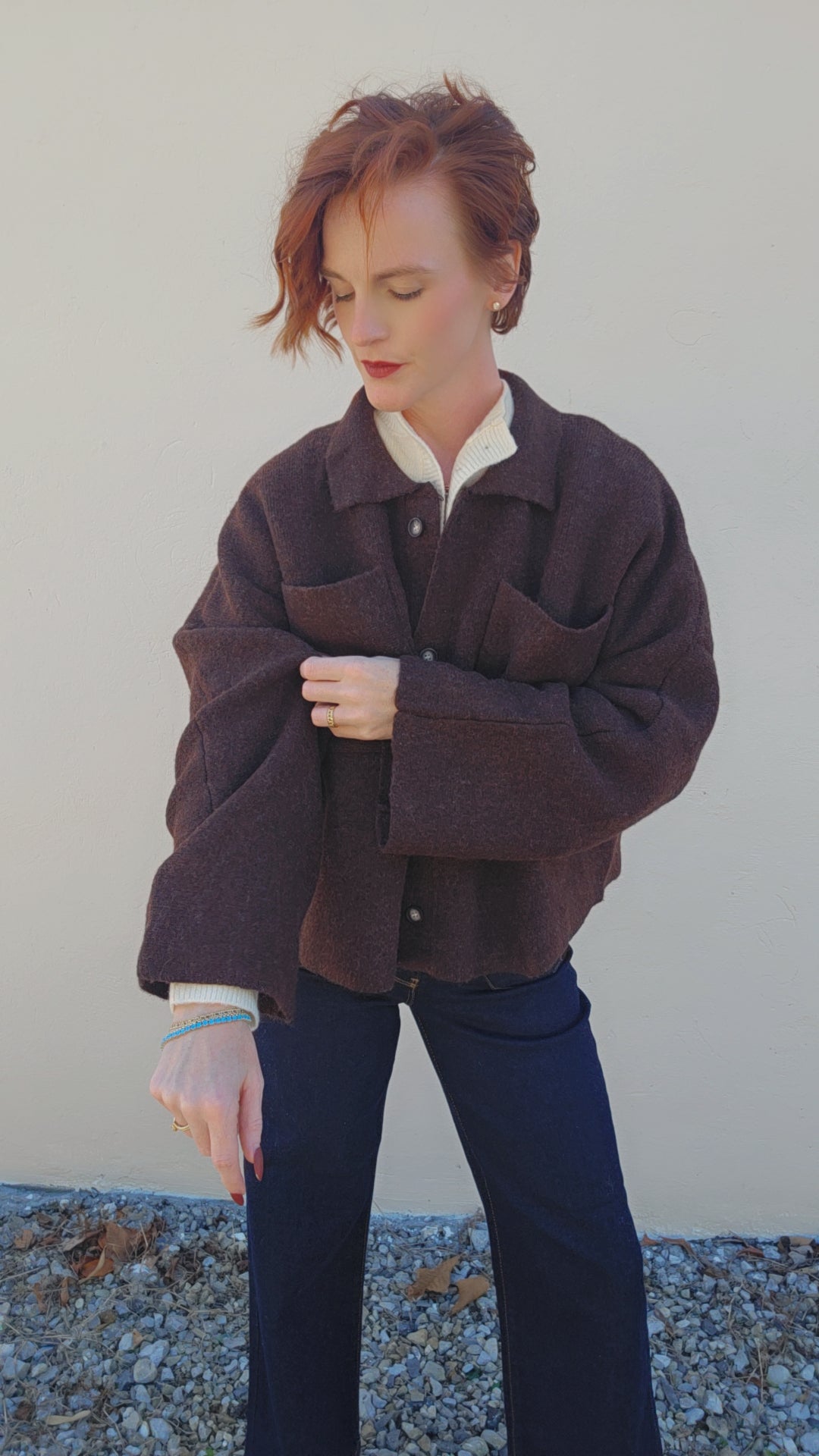 High Collar Knit Cardigan