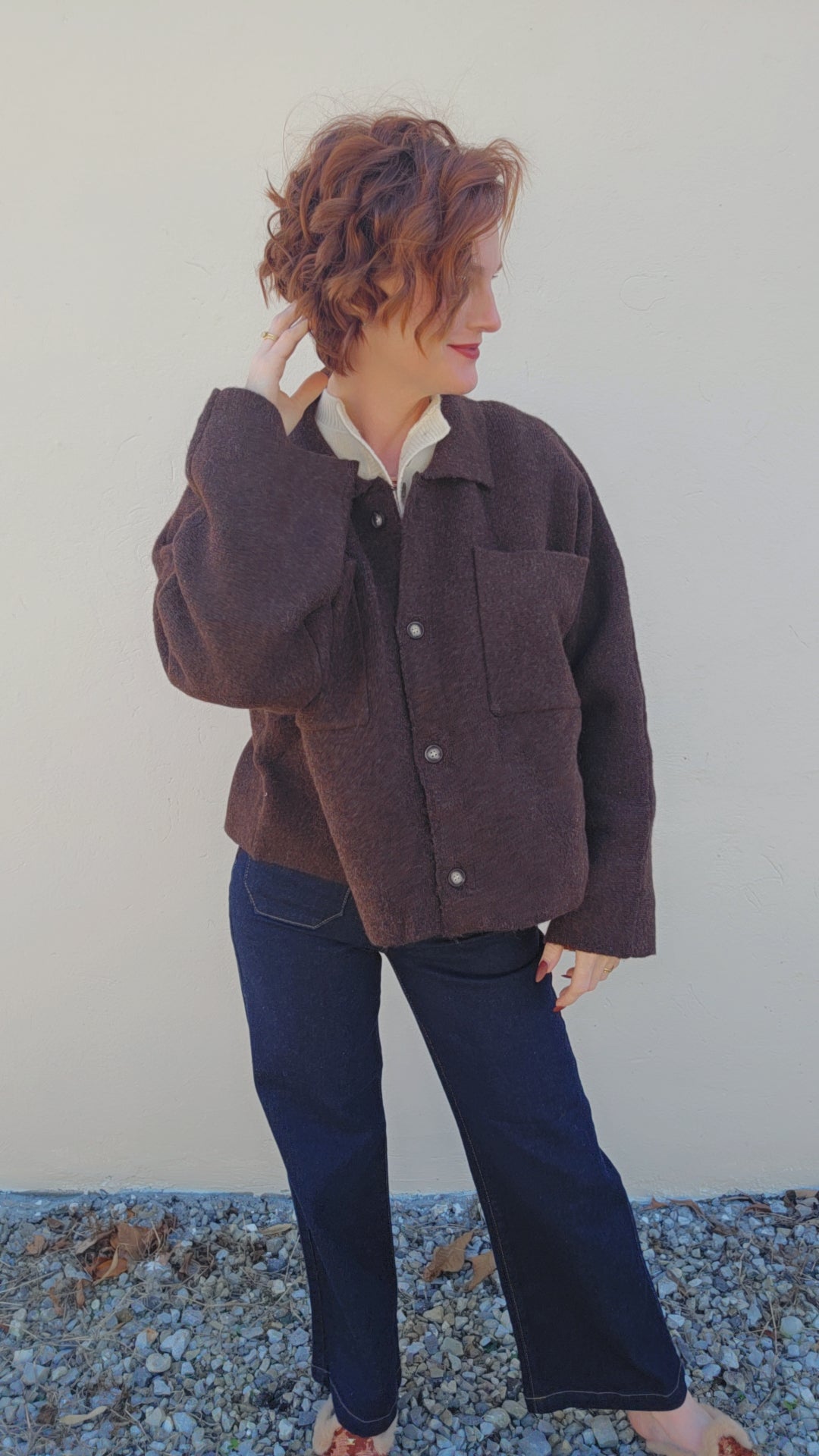 High Collar Knit Cardigan