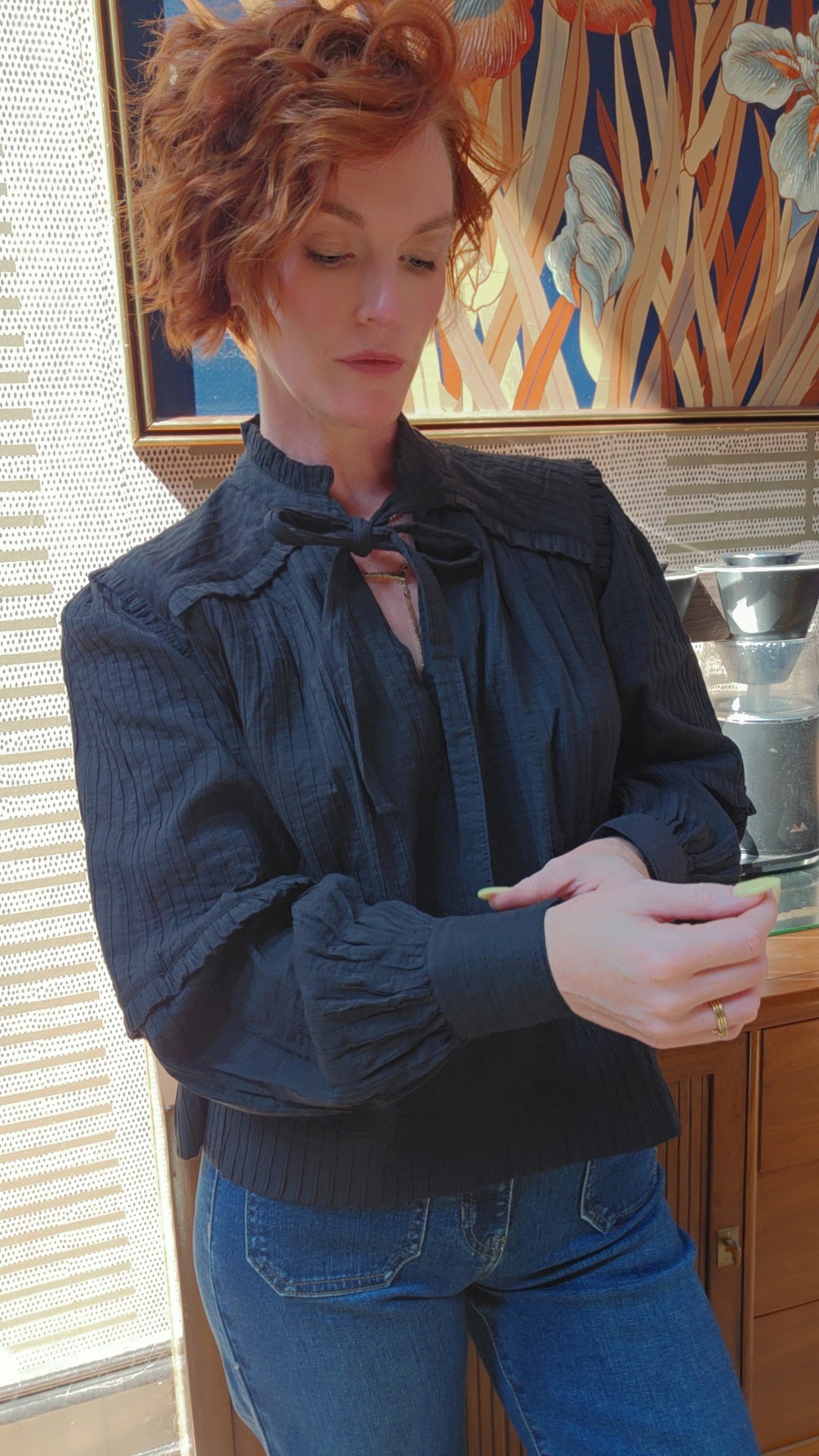 Midnight Muse Tie Neck Blouse
