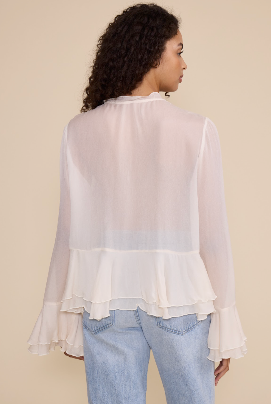 Ivory Tie PEPLUM TOP