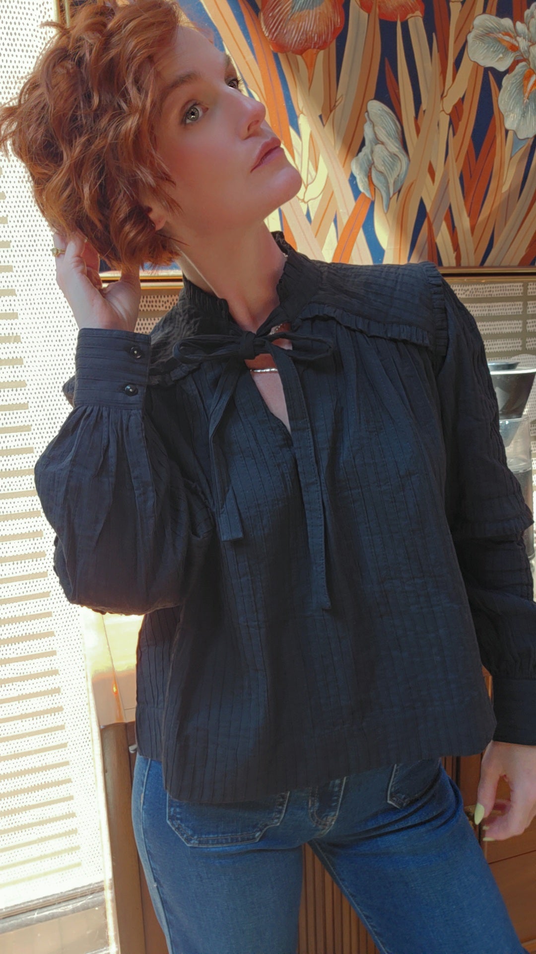 Midnight Muse Tie Neck Blouse