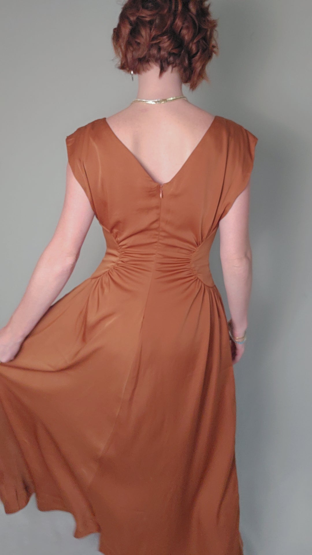 Ruched Satin Midi Dress