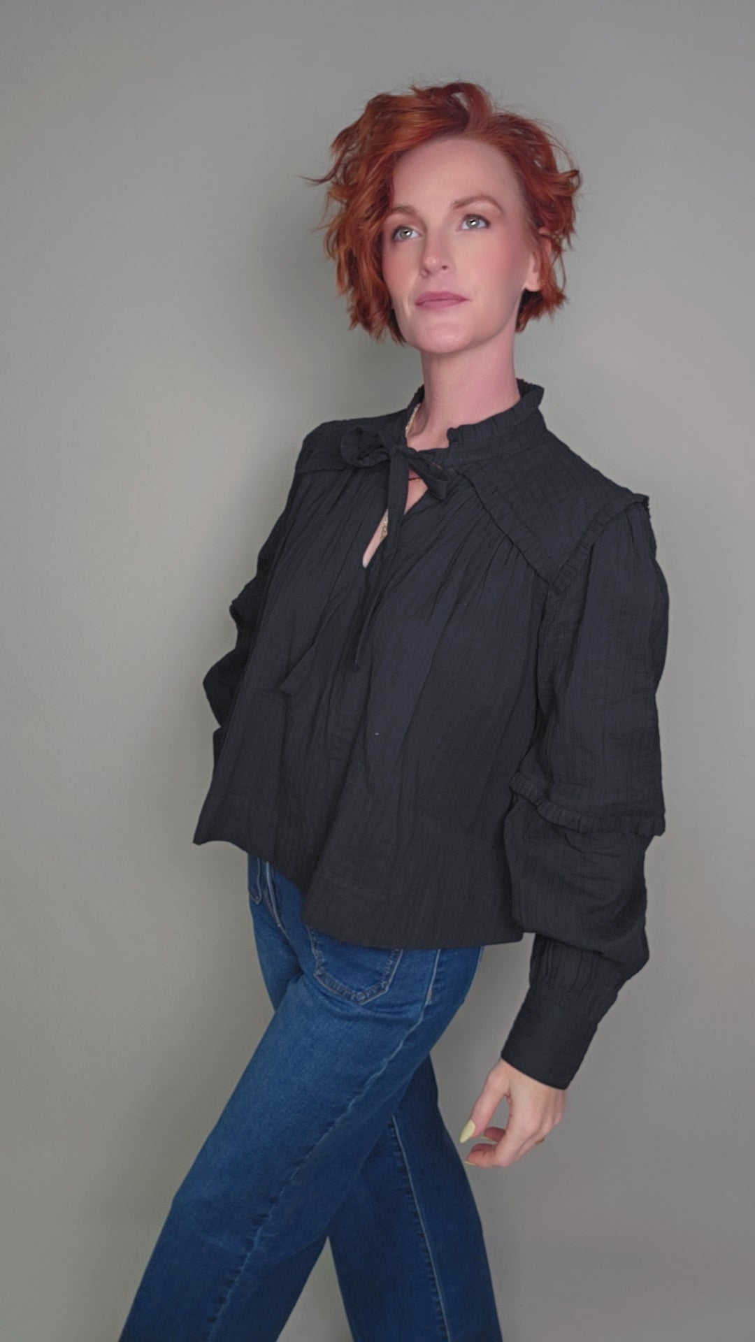 Midnight Muse Tie Neck Blouse