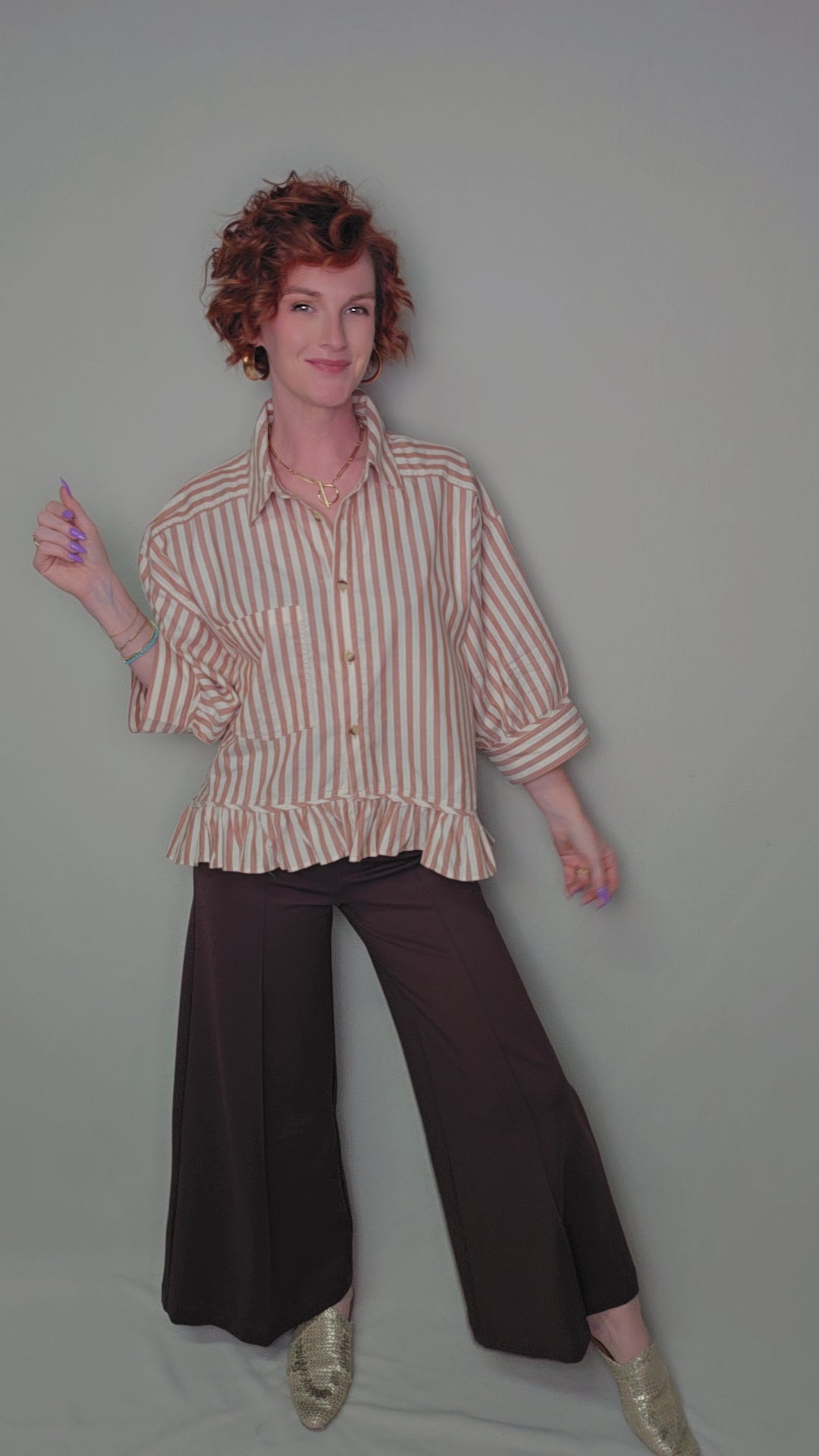 Woven Cotton Striped Button-Down Shirt