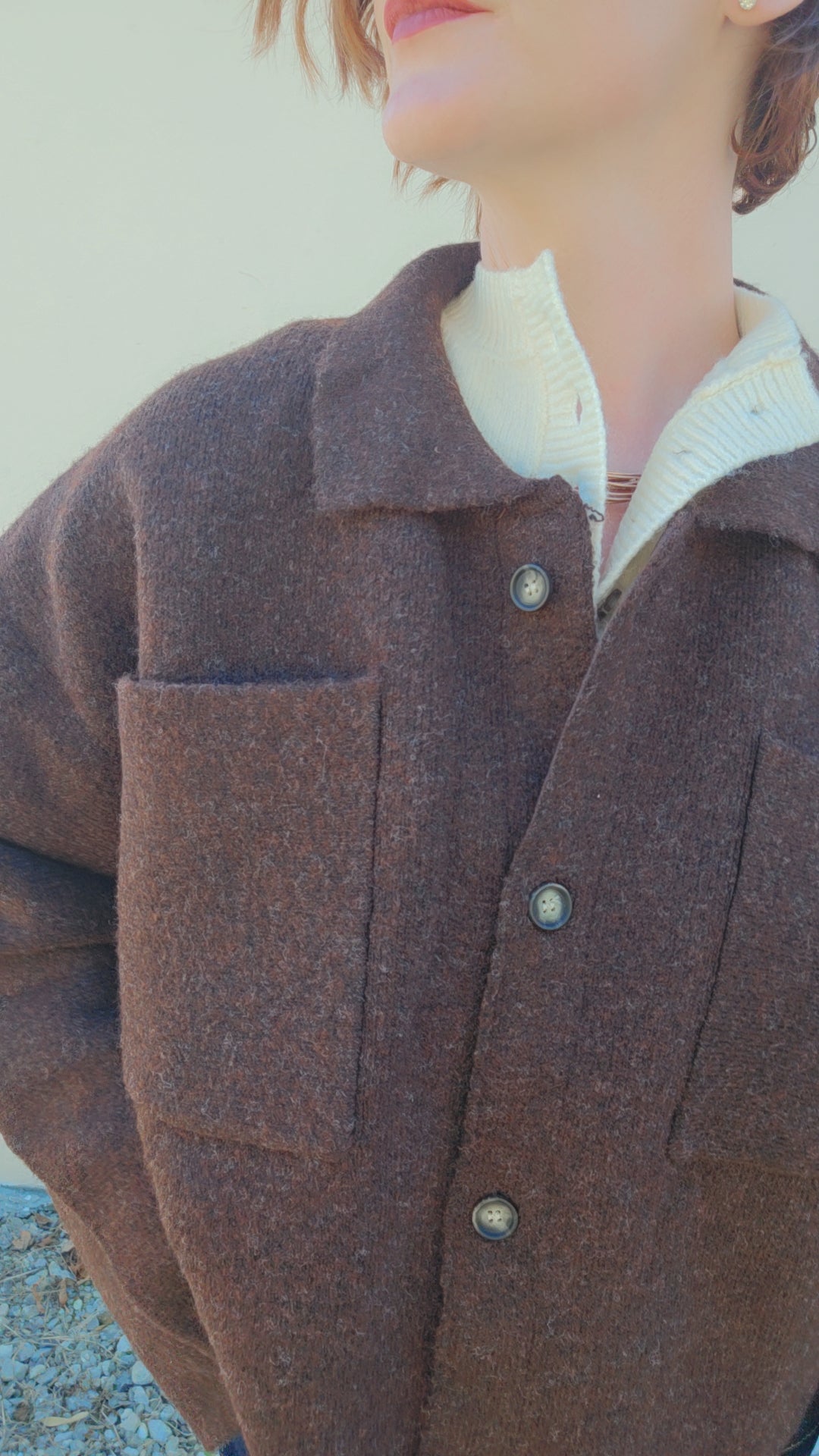 High Collar Knit Cardigan