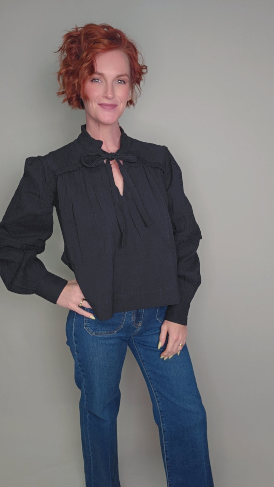 Midnight Muse Tie Neck Blouse