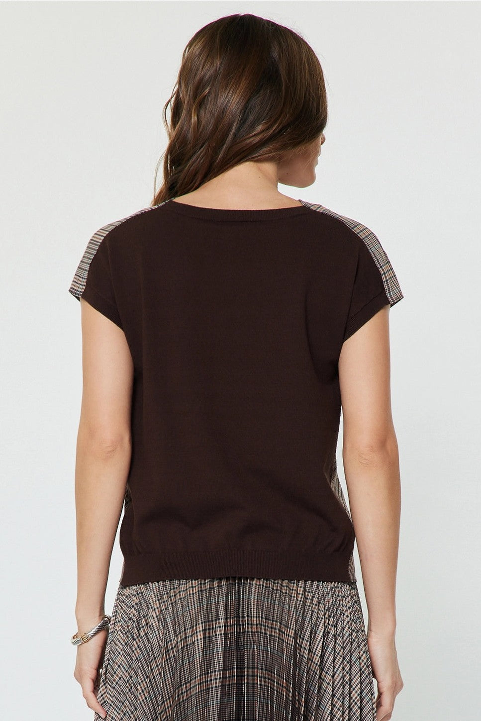 Women's Cowl Neck Silk Plaid Sweater