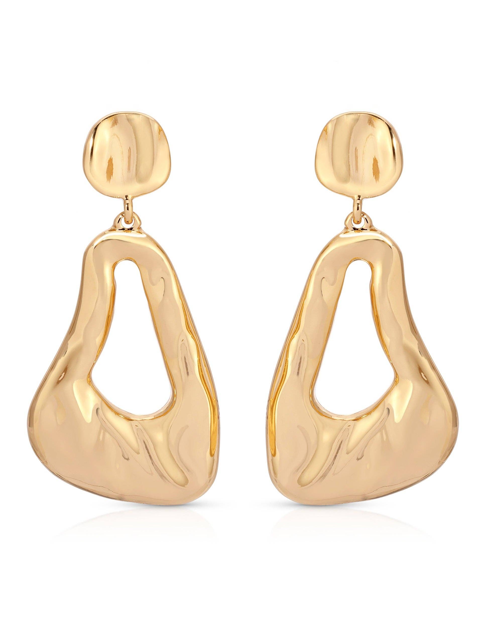 Molten drop earrings gold plated 