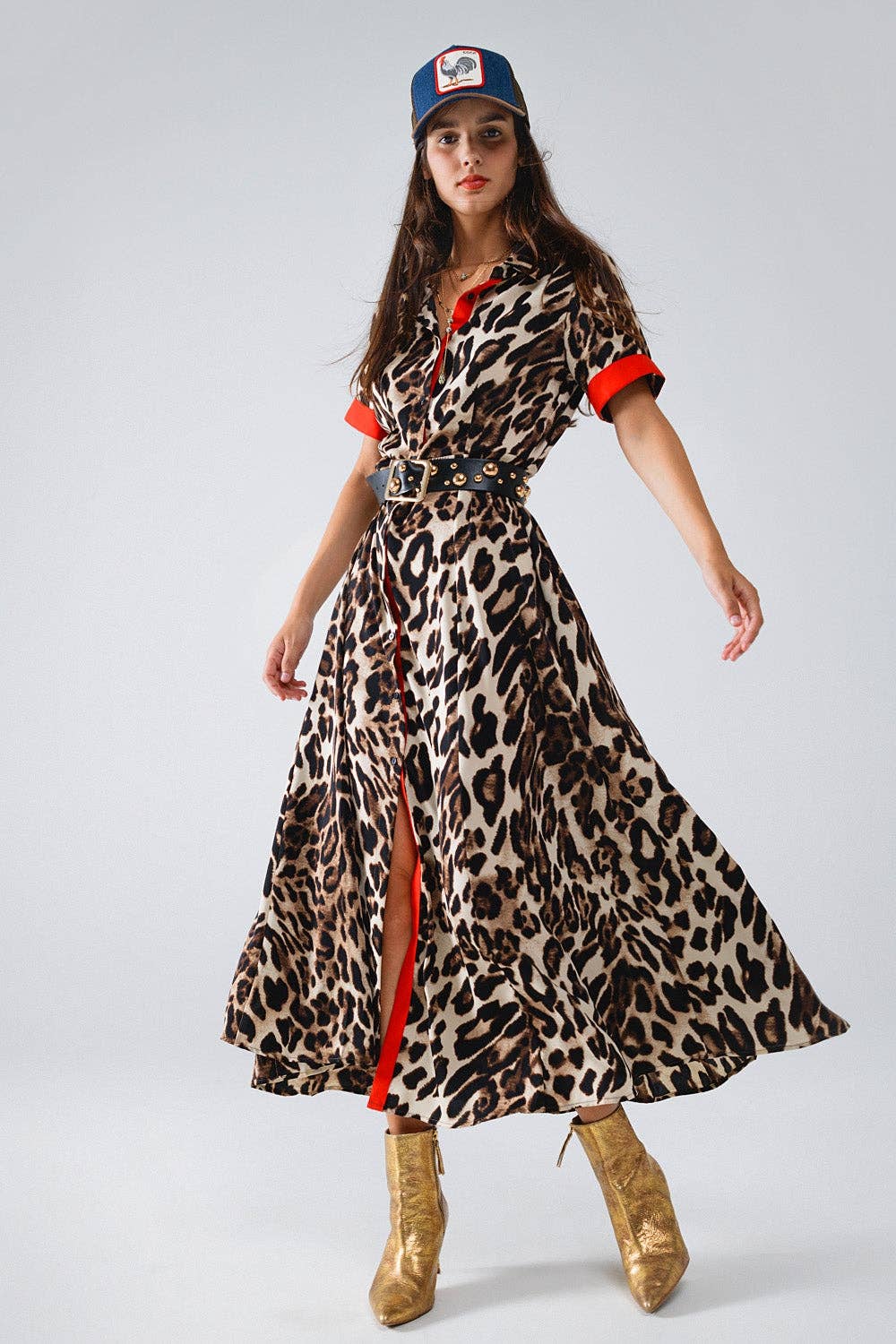 Maxi Leopard Button-Down Dress