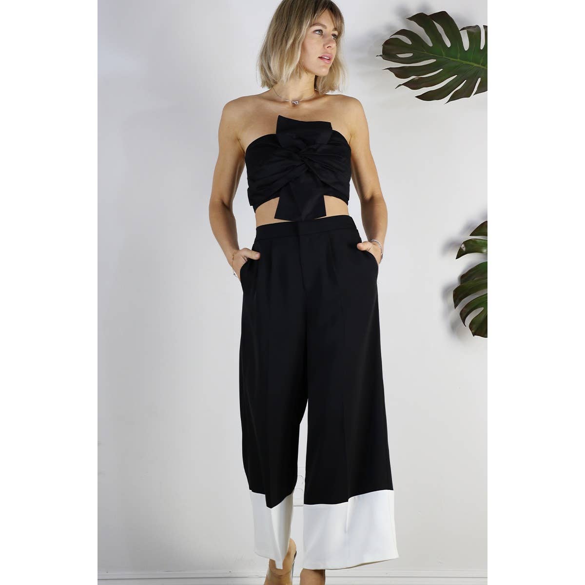 COLOR BLOCK WIDE PANTS