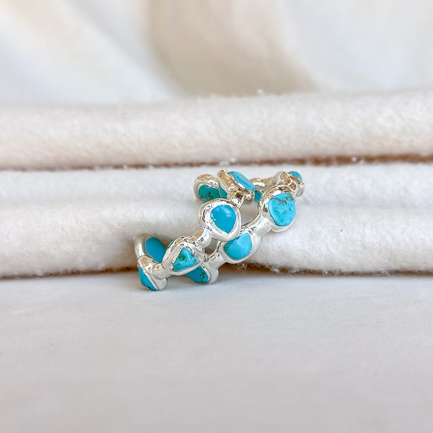 silver a turquoise hoop womens earring with pushbacks