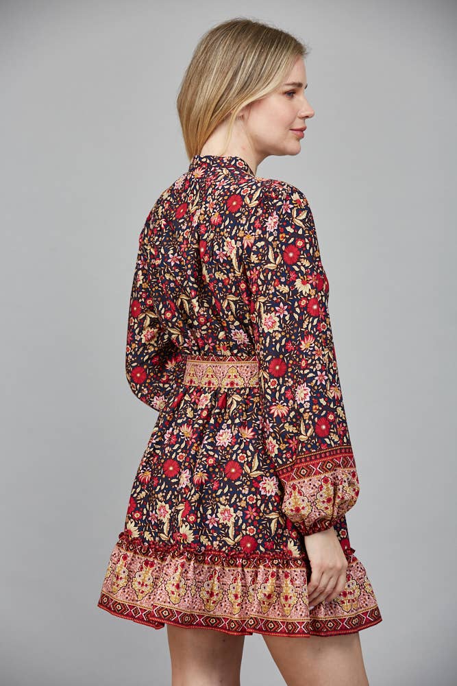Floral Smocked Waist Mini Dress