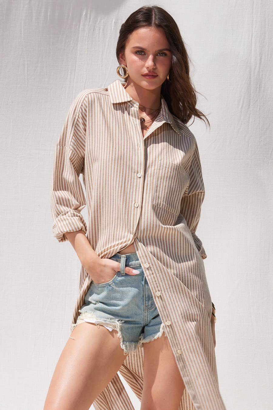 Stripe Midi Shirt Midi Dress