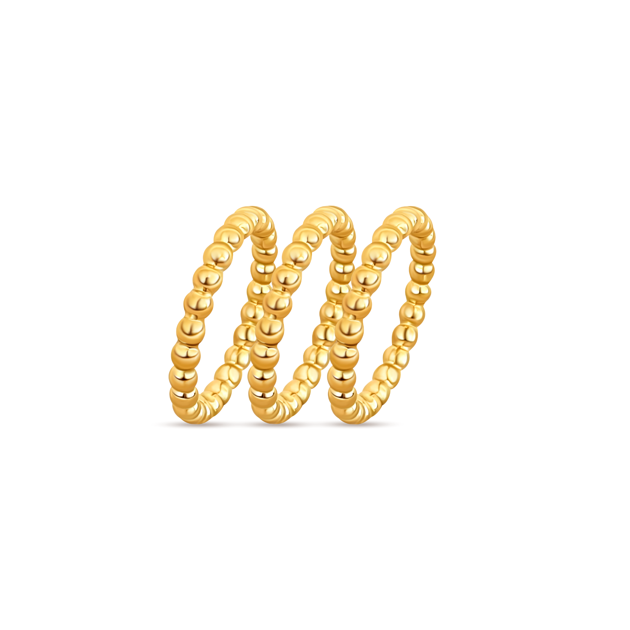 set of 3 gold beaded rings