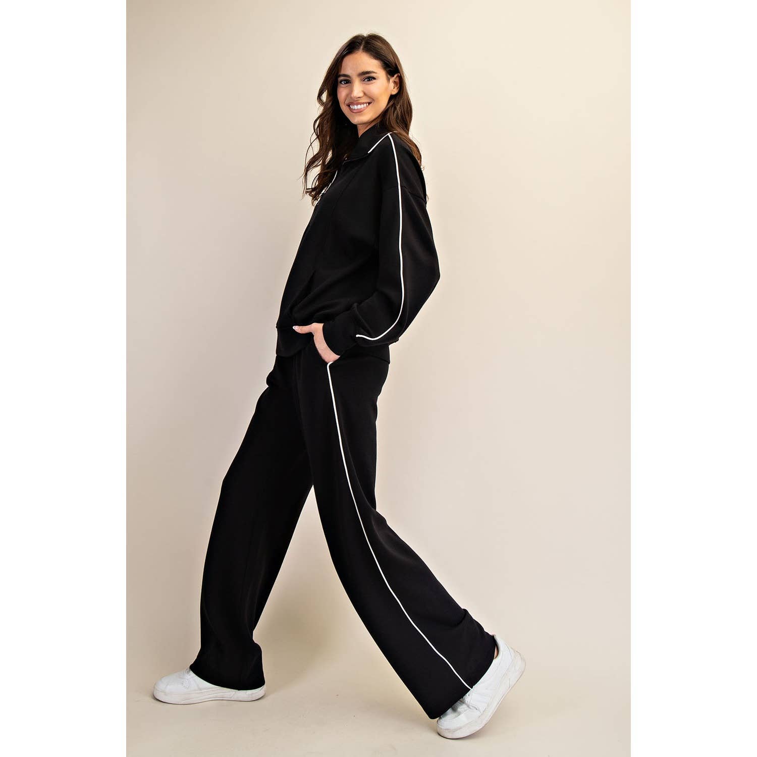 PIPING QUARTER ZIP PULLOVER