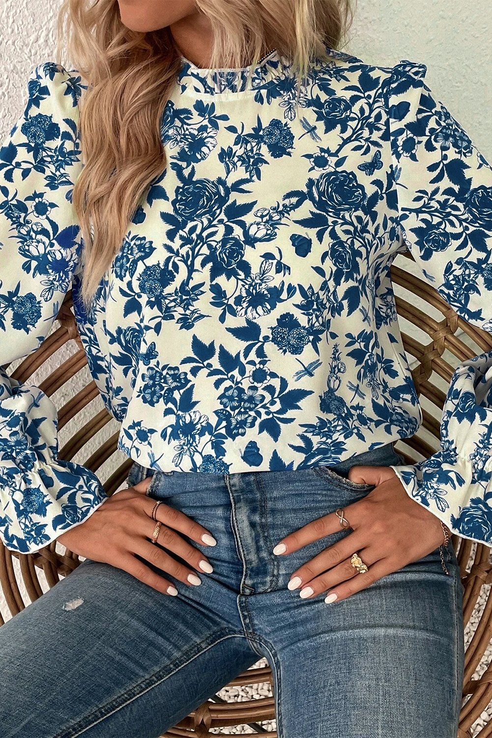 Burke Floral Flounce Sleeve Blouse | S-XL