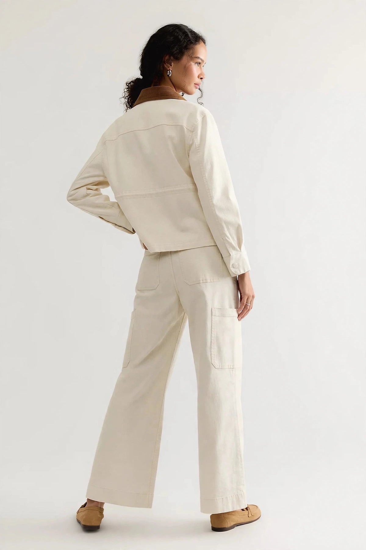 Women's Garment Washed Canvas Wide-Leg Utility Pants