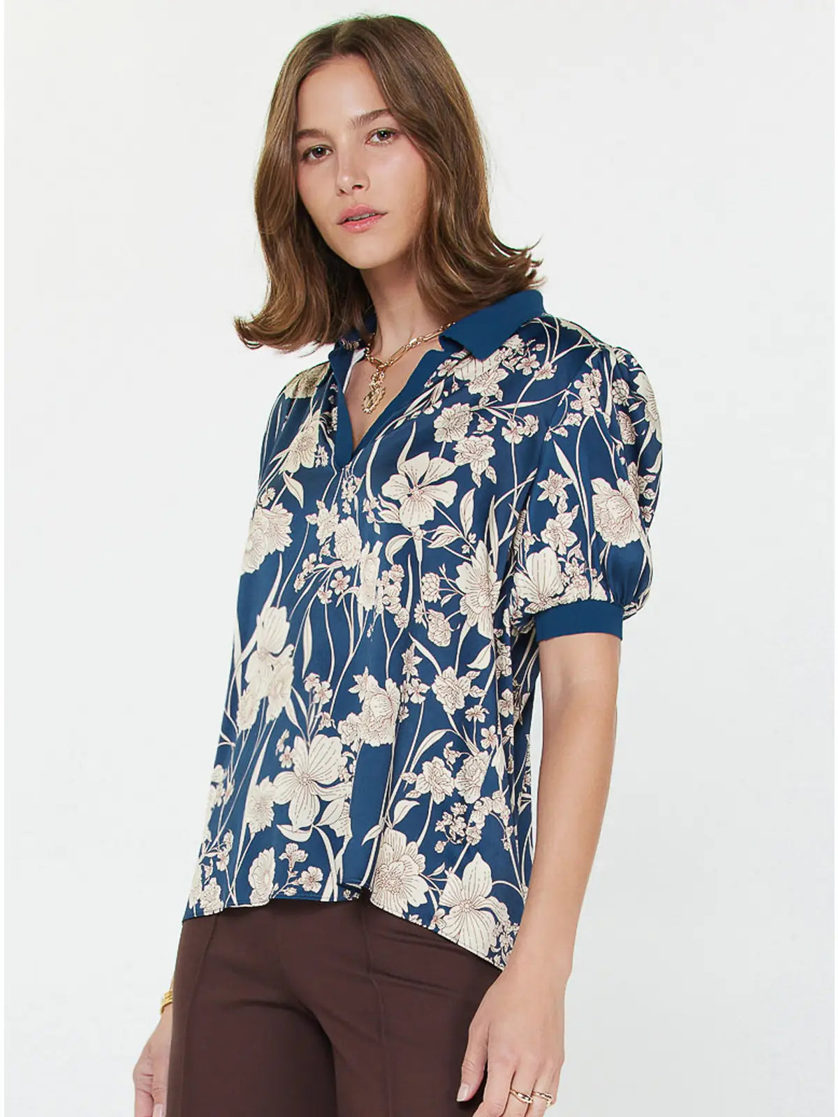 Floral Printed Short Sleeve Blouse
