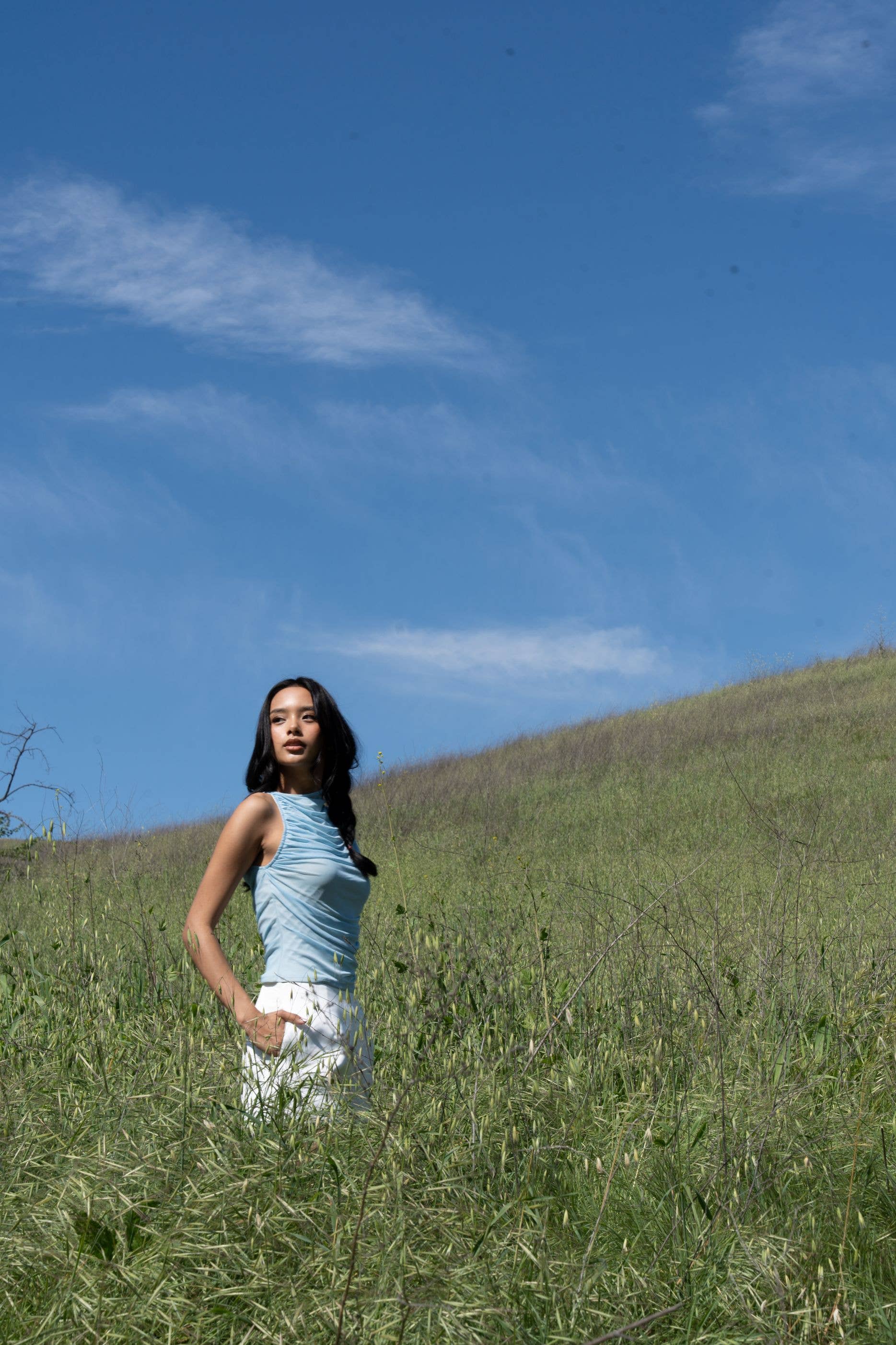 RUCHED MESH TANK TOP