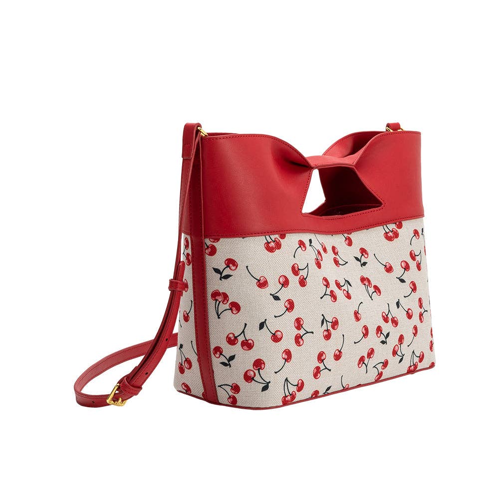 Jillian Red Cherry Leather Tote Bag