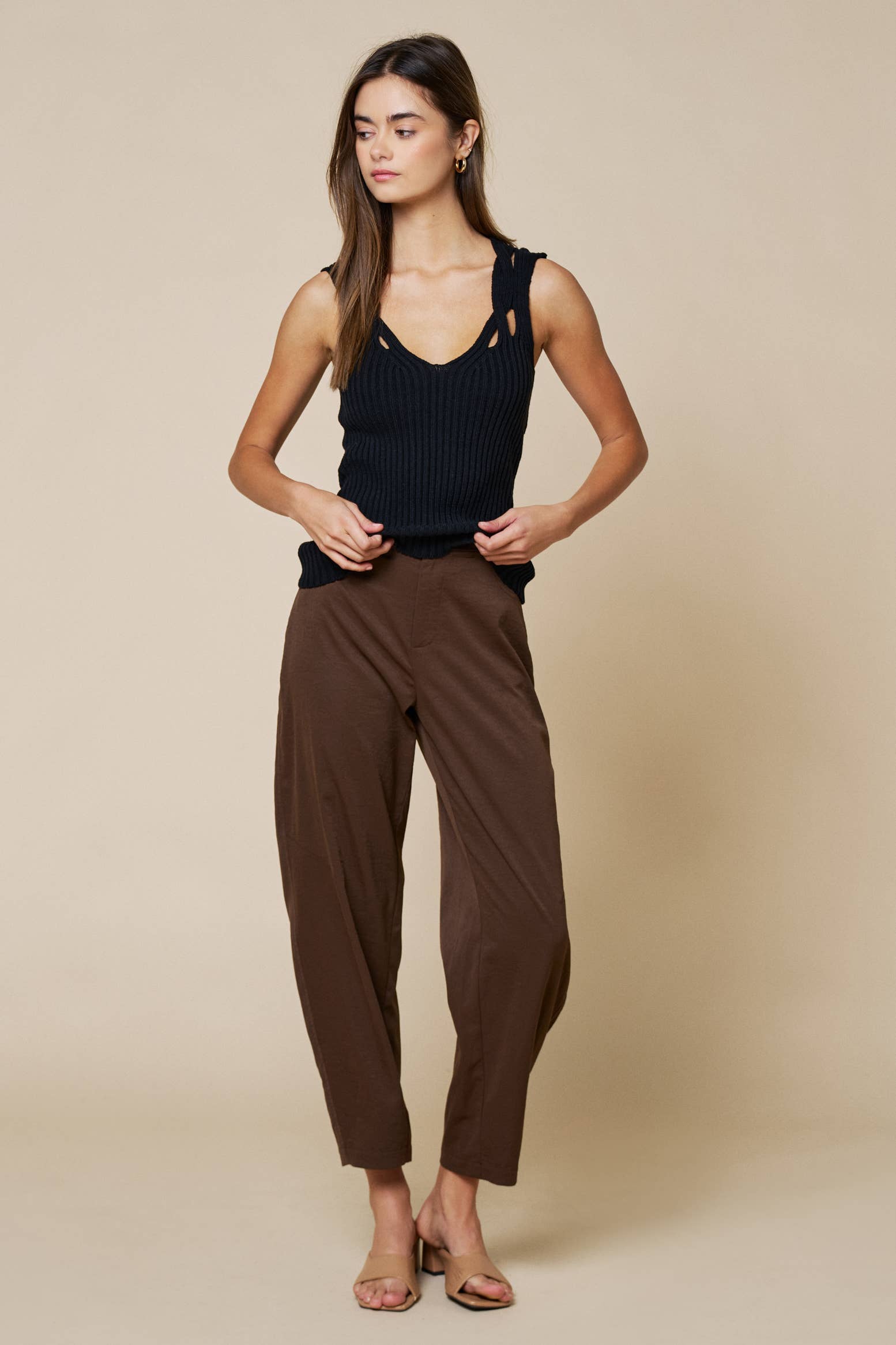 High Waist Barrel Trouser