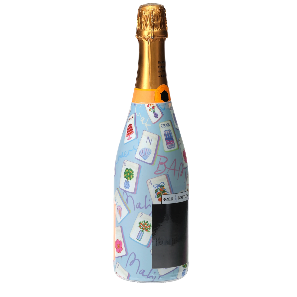 Blue Mahjong Champagne Bottle Wrap – Gift for Her