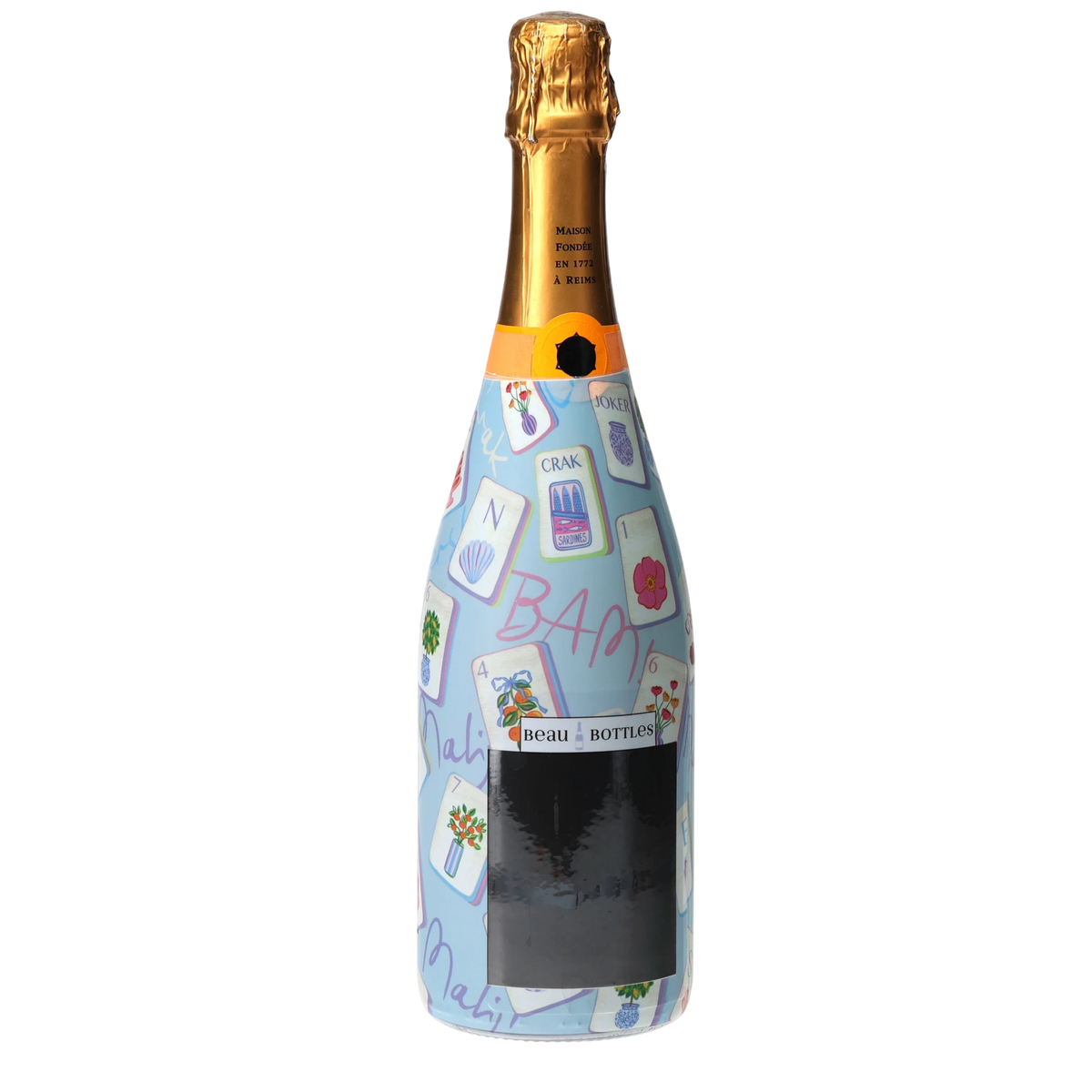 Blue Mahjong Champagne Bottle Wrap – Gift for Her