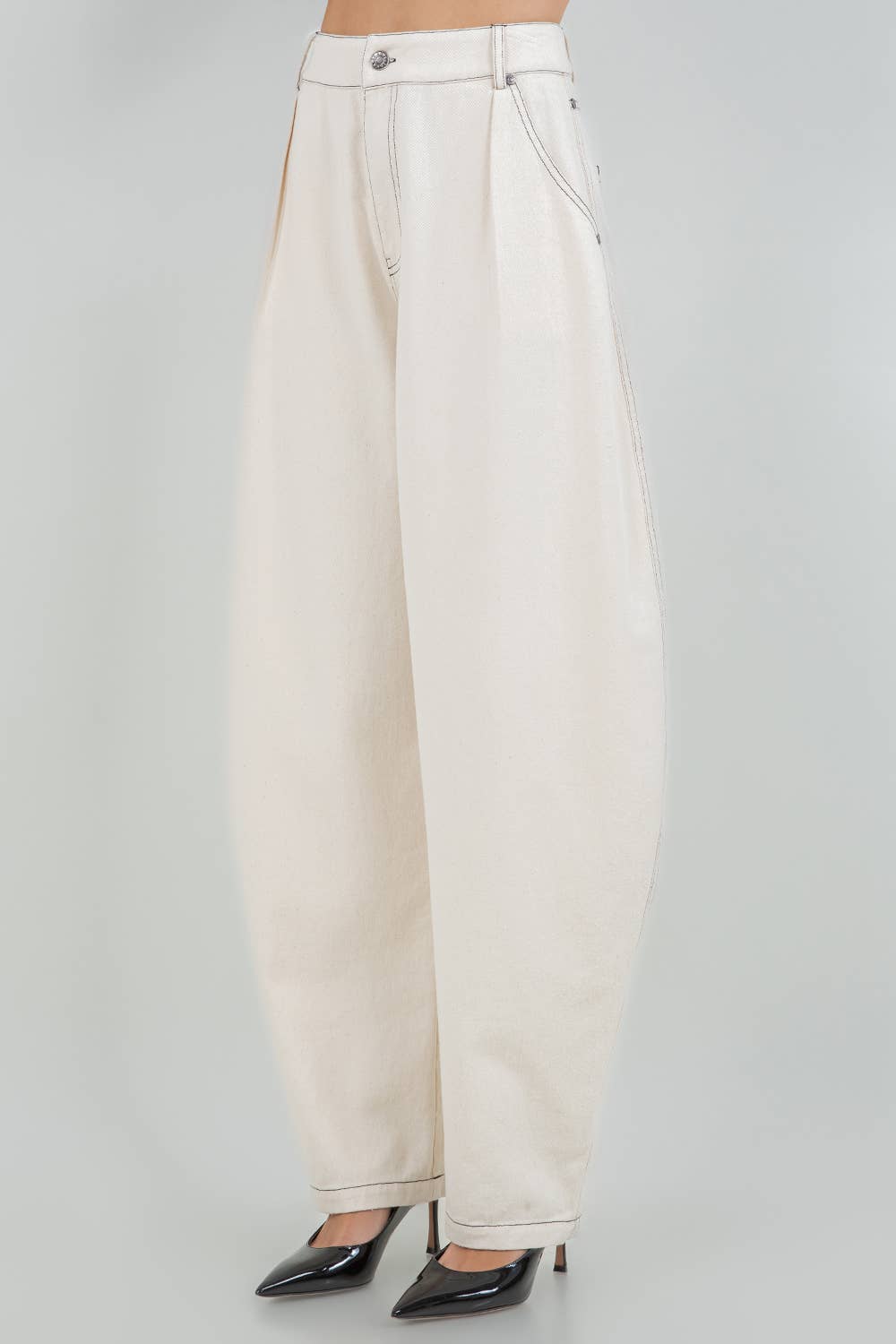 COTTON BARREL LEG PANTS