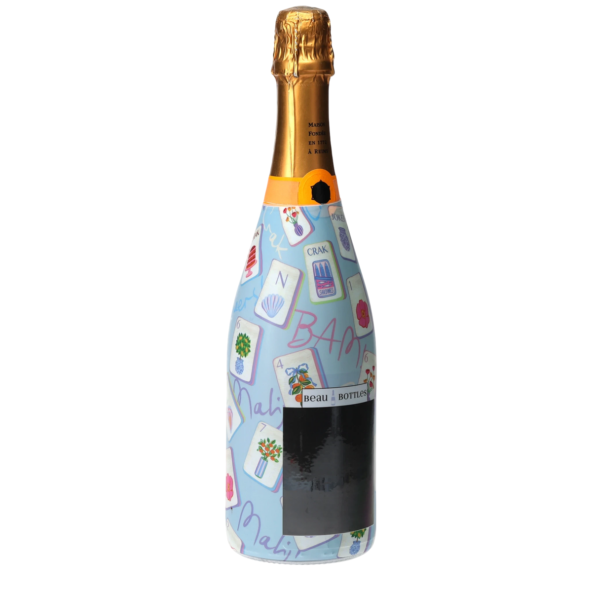 Blue Mahjong Champagne Bottle Wrap – Gift for Her