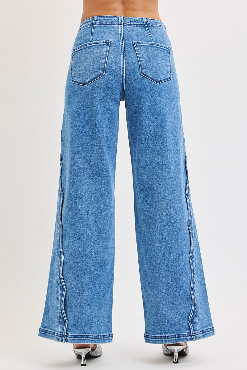Risen | Scalloped Medium Wash Denim Jeans