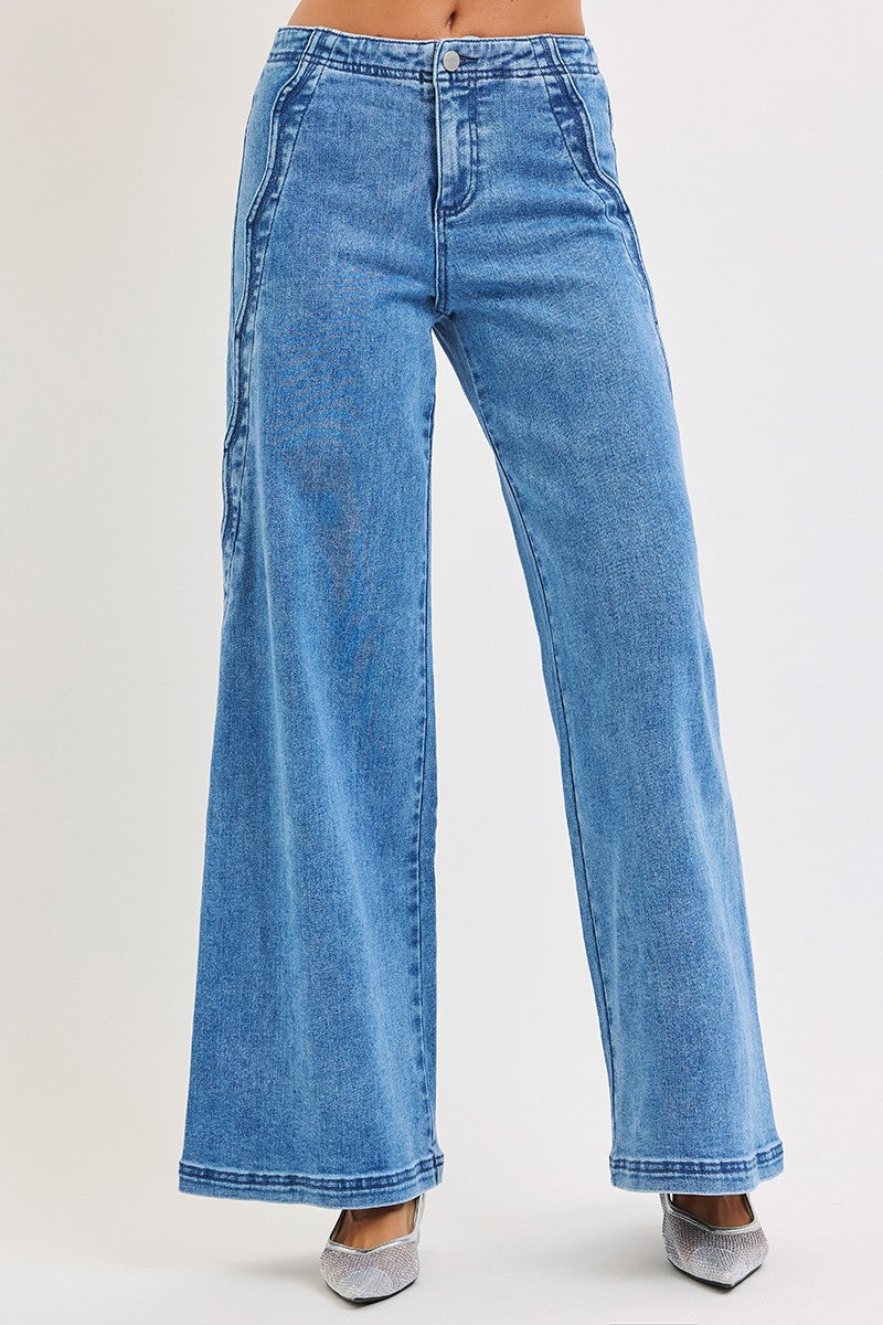 Risen | Scalloped Medium Wash Denim Jeans