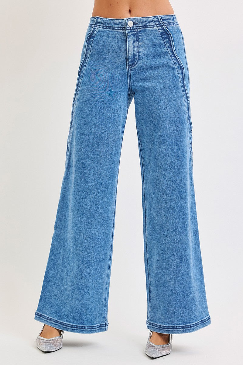 Risen | Scalloped Medium Wash Denim Jeans