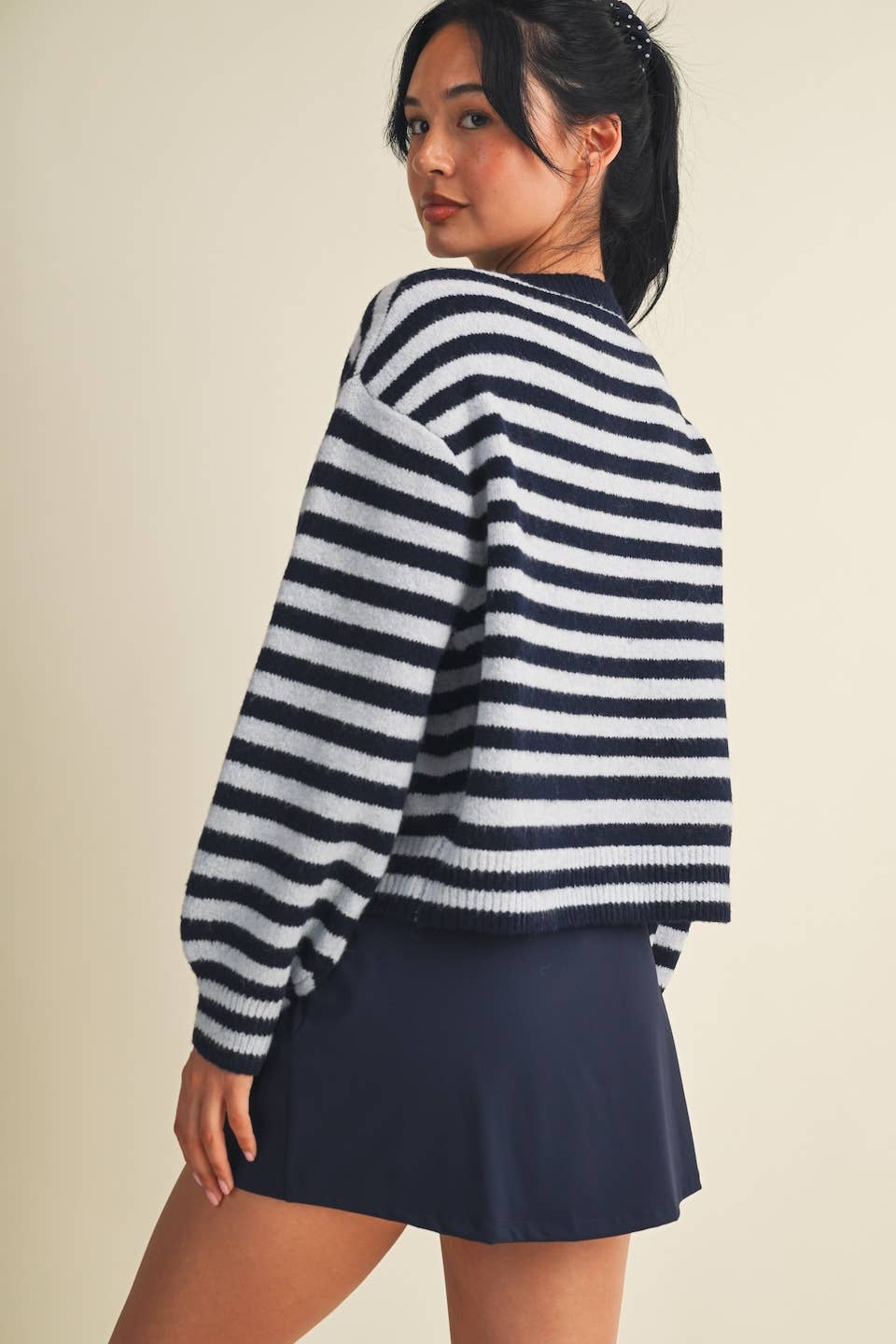 Striped Knit Button Up Cardigan Sweater