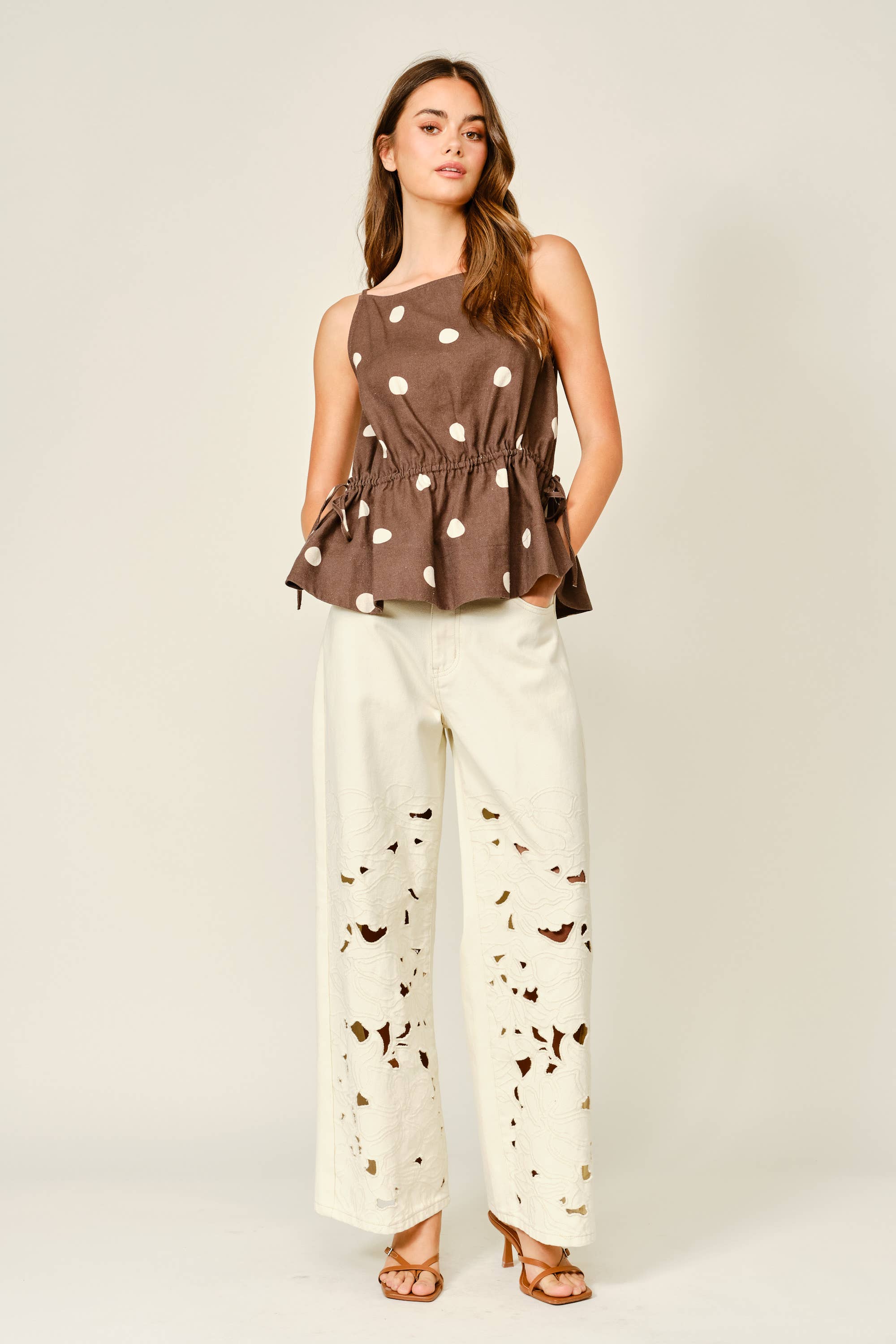 SOFT TOUCH POLKA DOT BABYDOLL WAIST TOP