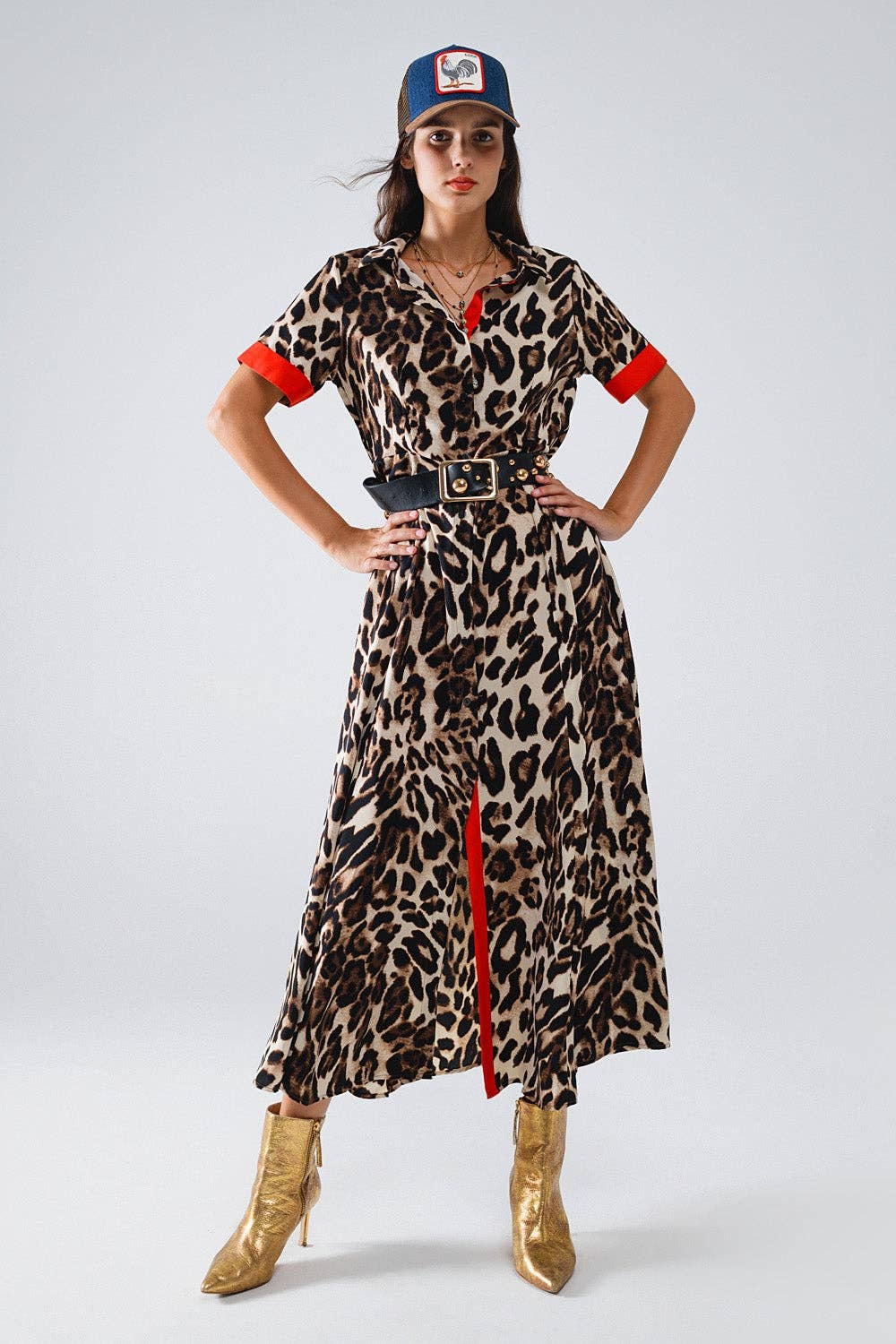 Maxi Leopard Button-Down Dress