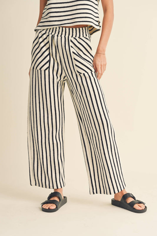 TEXTURED STRIPE KNITTED PANTS