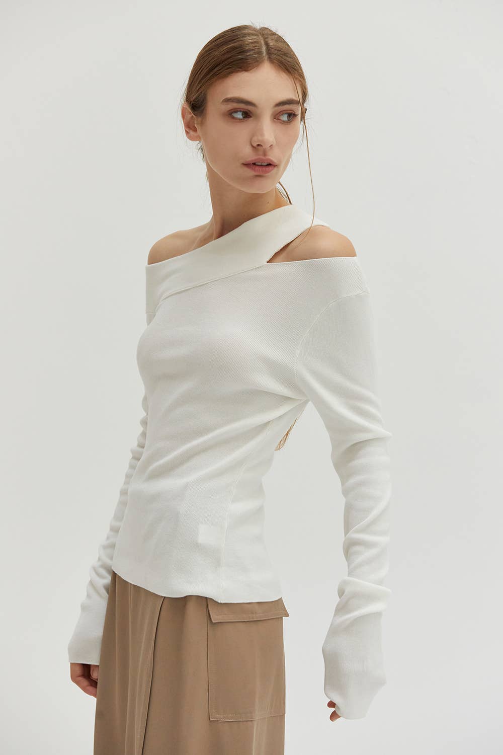 Ingrid One Shoulder Rib Top