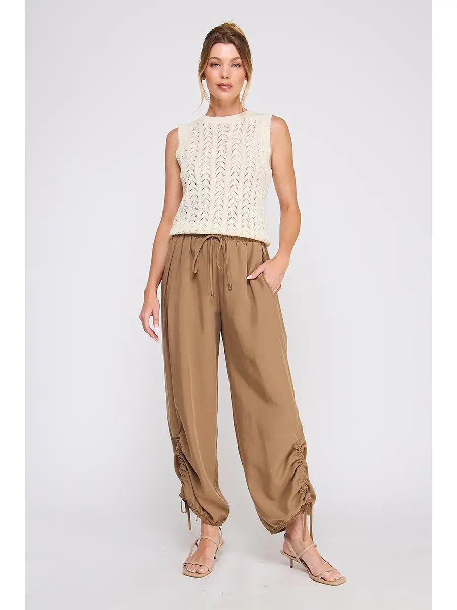 Cinnamon Satin Drawstring Pant