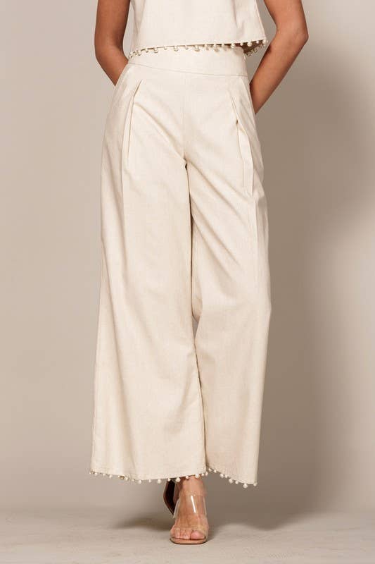 Pearl trimmed wide pants