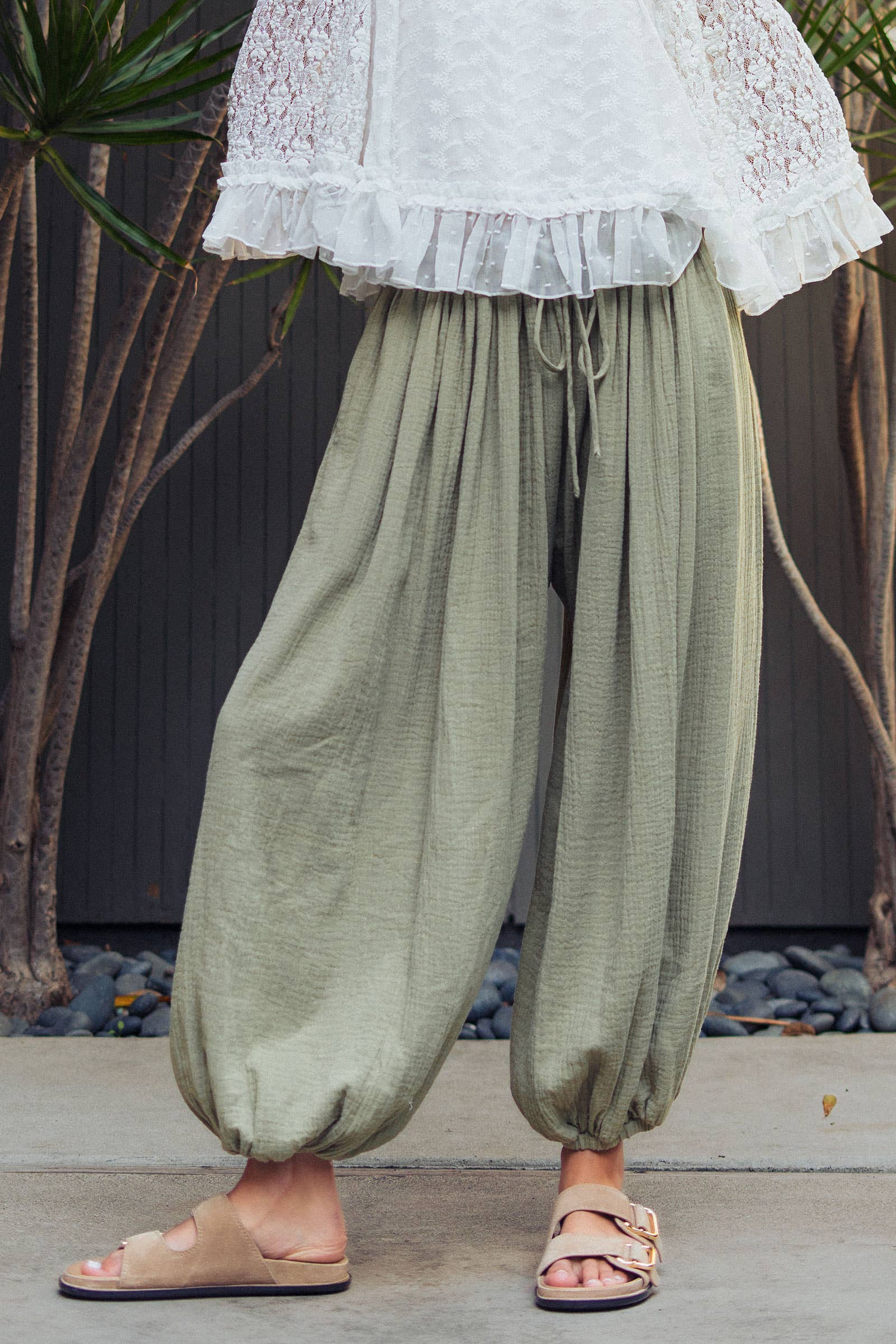 Crinkle Balloon Pants Drawstring