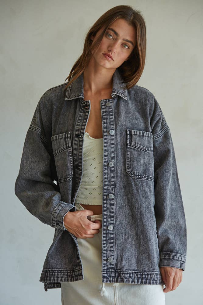 Woven Washed Denim Jacket