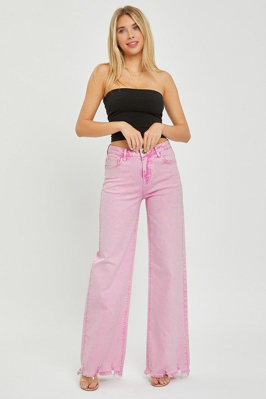 RISEN Acid Wash Frayed Hem Pant