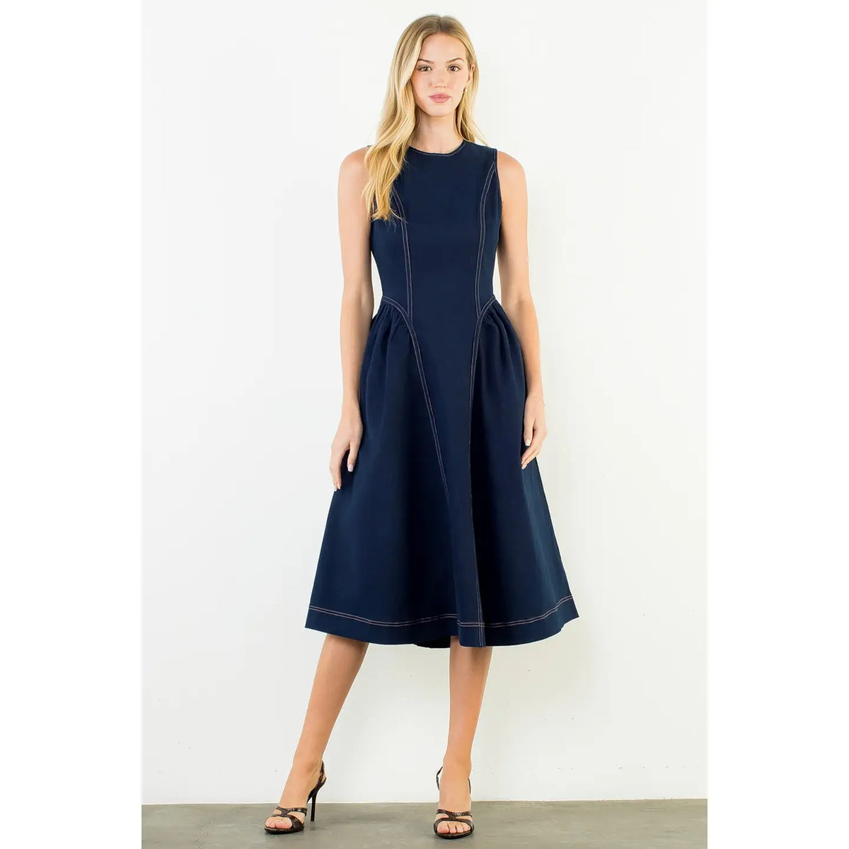 Sleeveless Denim Midi Dress