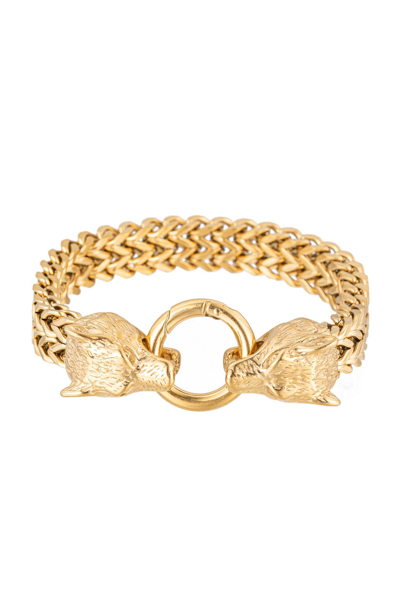 gold wolf bracelet