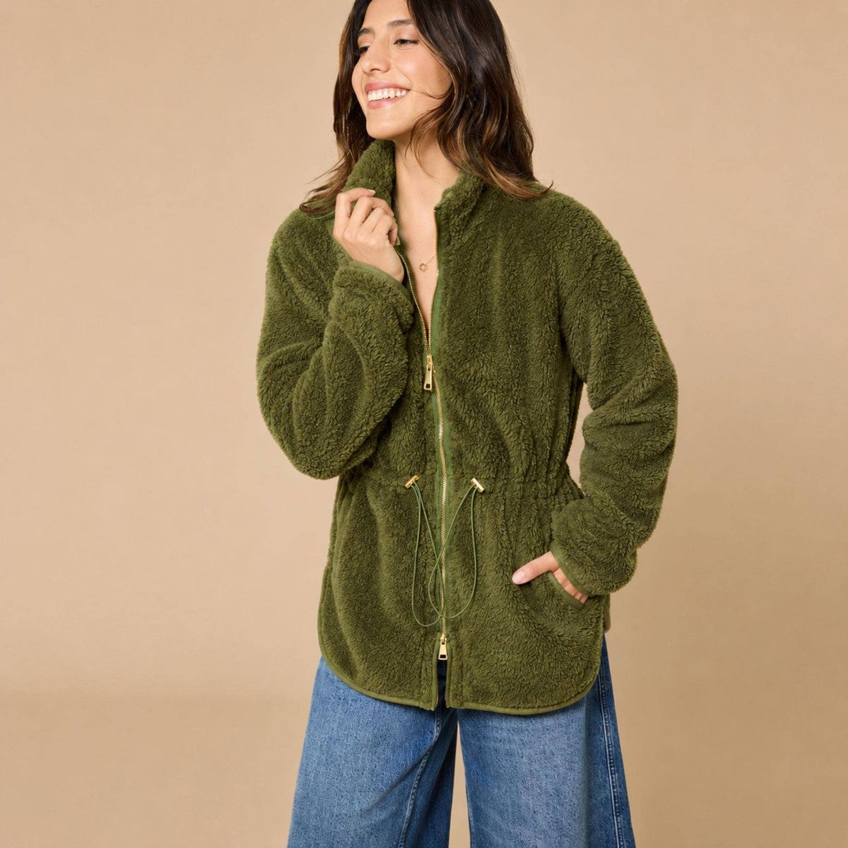 Oprah's favorites-Women's Soft Plush Double Zip Jacket